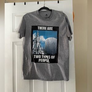 Disney Gray Graphic Tee Epcot vs Magic Kingdom